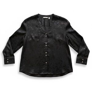 Soft Surroundings Black Jacquard Pintuck Blouse – Size M